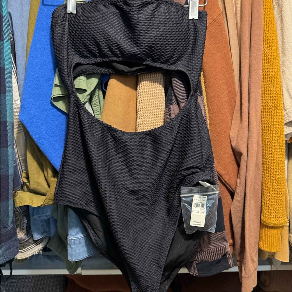 Aerie Black Cutout One Piece Swimsuit
